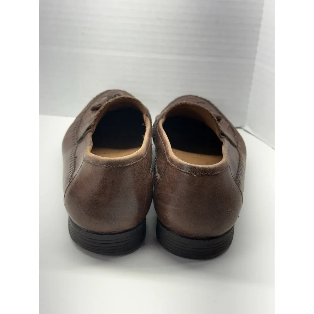 Earth Shoe Dale Men's Size 9 D Brown Leather Slip On‎ Tasseled Loafer Flats